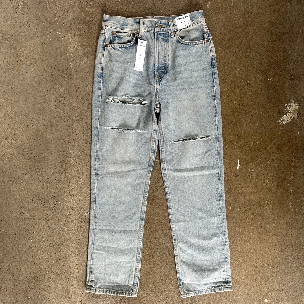 NWT Topshop Mid seize Loose Fit Dad Jeans in Light Wash Size 4 Denim Cotton